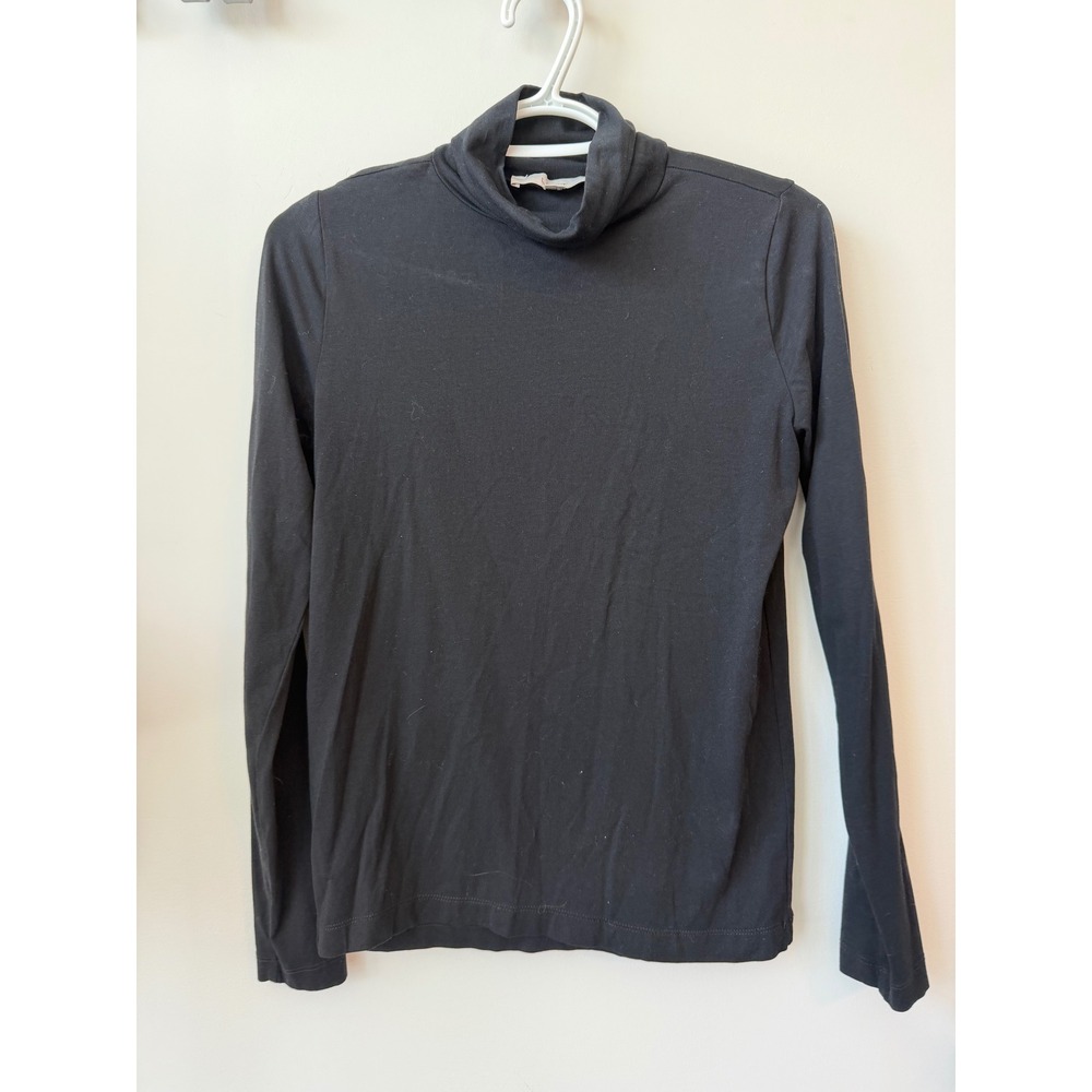 Loft Womens Black Turtleneck Long Sleeve Stretch Knit Jersey Top Size M